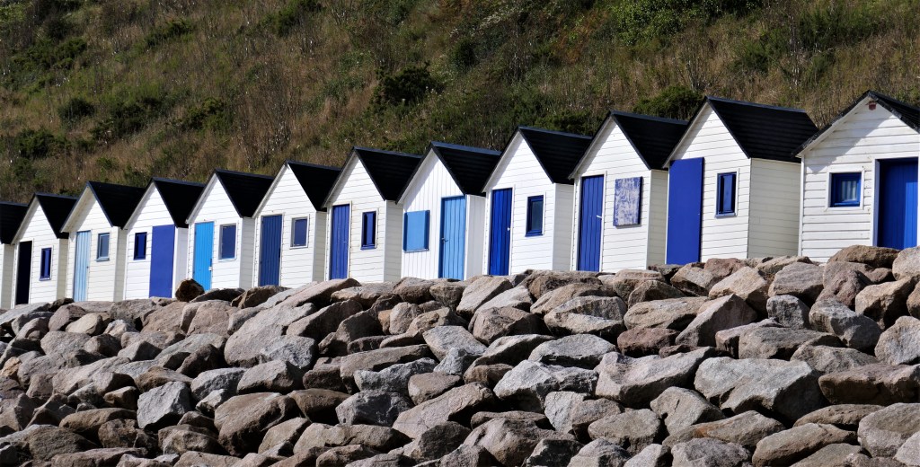 Badehäuschen am Strand von Carteret