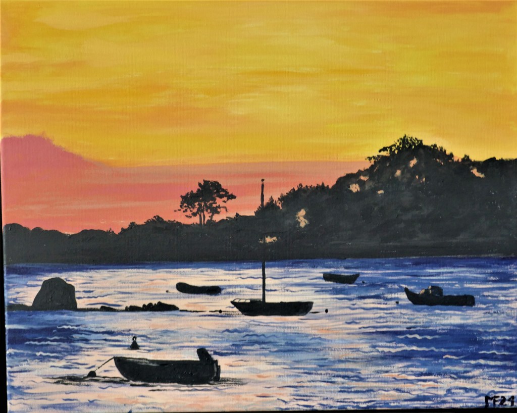 Crépuscule à Port Blanc (50x40cm)